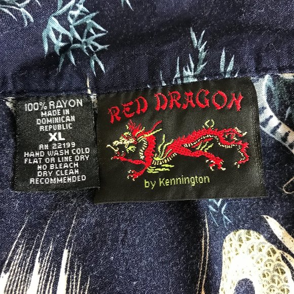Vintage Y2K Red Dragon Kennington Button Down Rayon Shirt - Picture 5 of 5